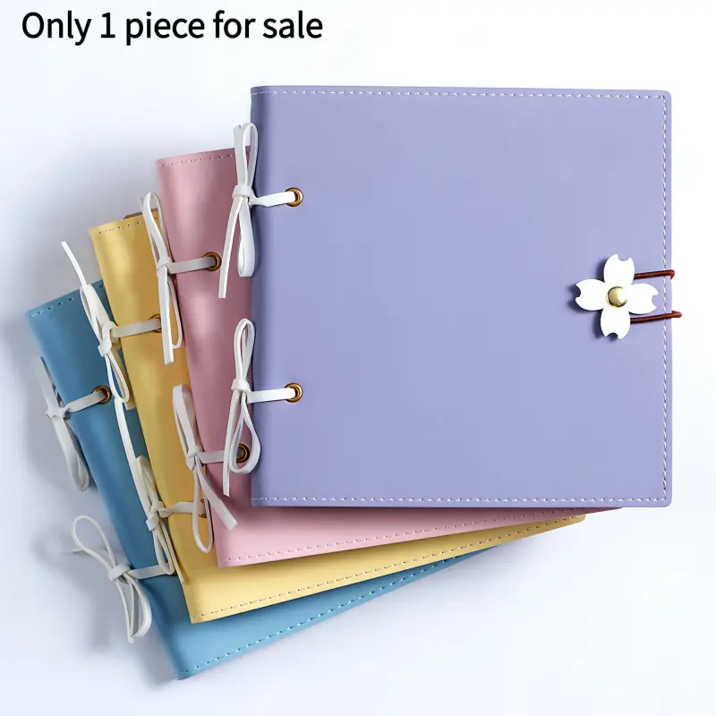 6x6 Inch Scrapbook Album with Floral Band, 240 Pages Square Blank Notebook, Portable Sketchbook, Travel Journal & Stamp Book, Thick Blank Pages, Ideal Wedding Photo Album, Creative Handmade Gift for Girlfriend, Boyfriend & Family, Scrapbooking