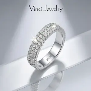 925 Sterling Silver 3 Rows Eternity Ring for Women, Anniversary and Bridal Gift, Cubic Zirconia Proned Silver Ring, Daily Wear Silver Jewelry Engagement Rings