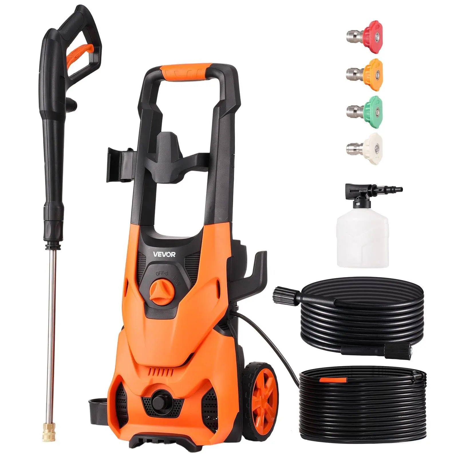 【summerfinds】VEVOR Electric Pressure Washer, Max 2000 PSI and 2.8 GPM, High Power Pressure Cleaning Machine with 4 Quick Connect Nozzles and a Foam Cannon, Ideal for Cars/Fences/Driveways/Patios/Home Cleaning