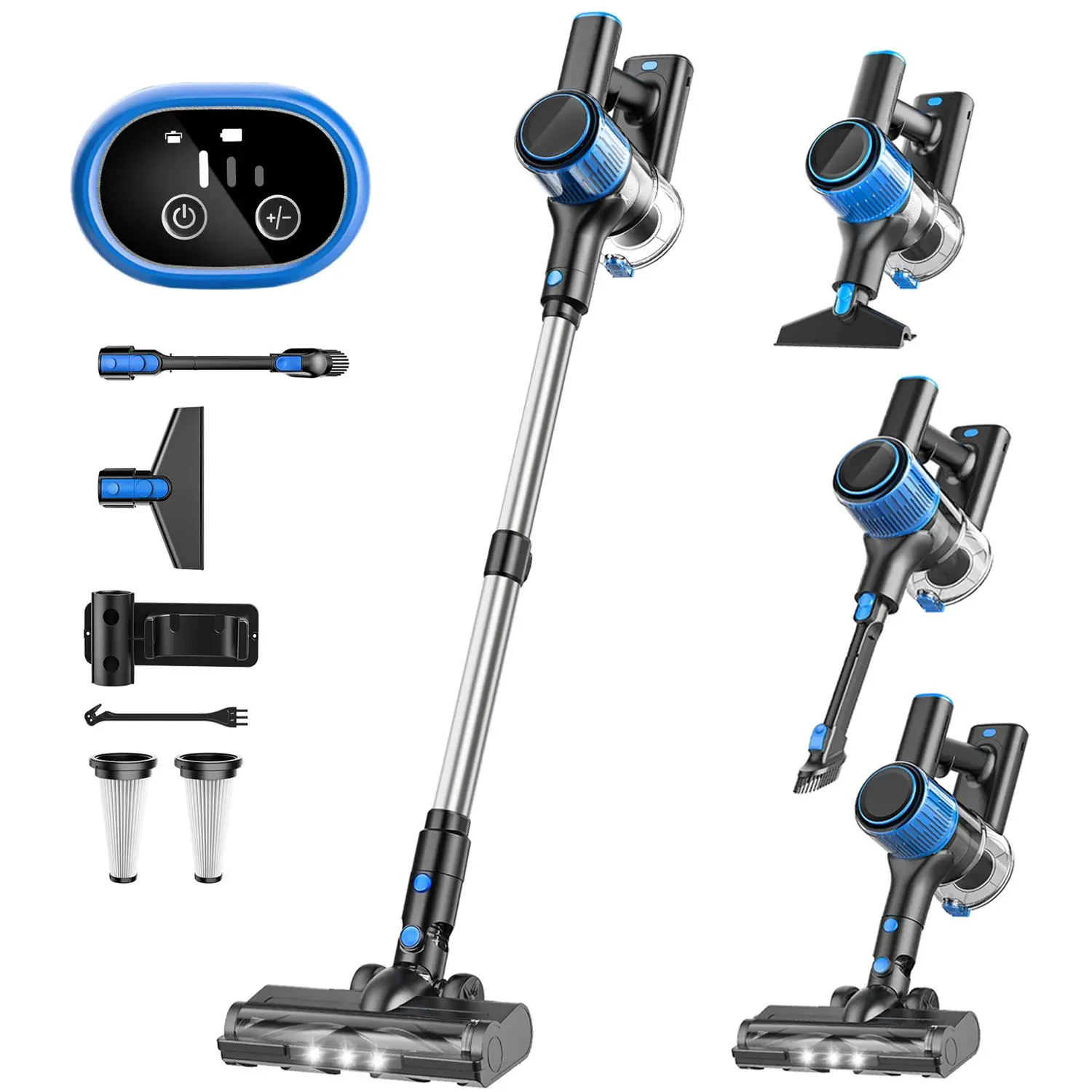 VICEASE Cordless Vacuum Cleaner, 45Kpa Vacuum Cleaners for Home, 8-in-1 Anti-Tangle Stick Vacuum with LED Display, 3 Modes Suction, Lightweight Vacuum for Hardwood Floor/Carpet/Pet Hair/Home Family Pet Owners