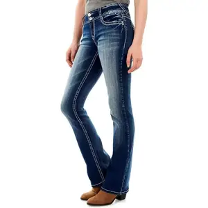 Luscious Curvy Bootcut Jeans for Women Mid-Rise Stretch Denim in Petite, Midsize, Plus Size, Juniors Jeans