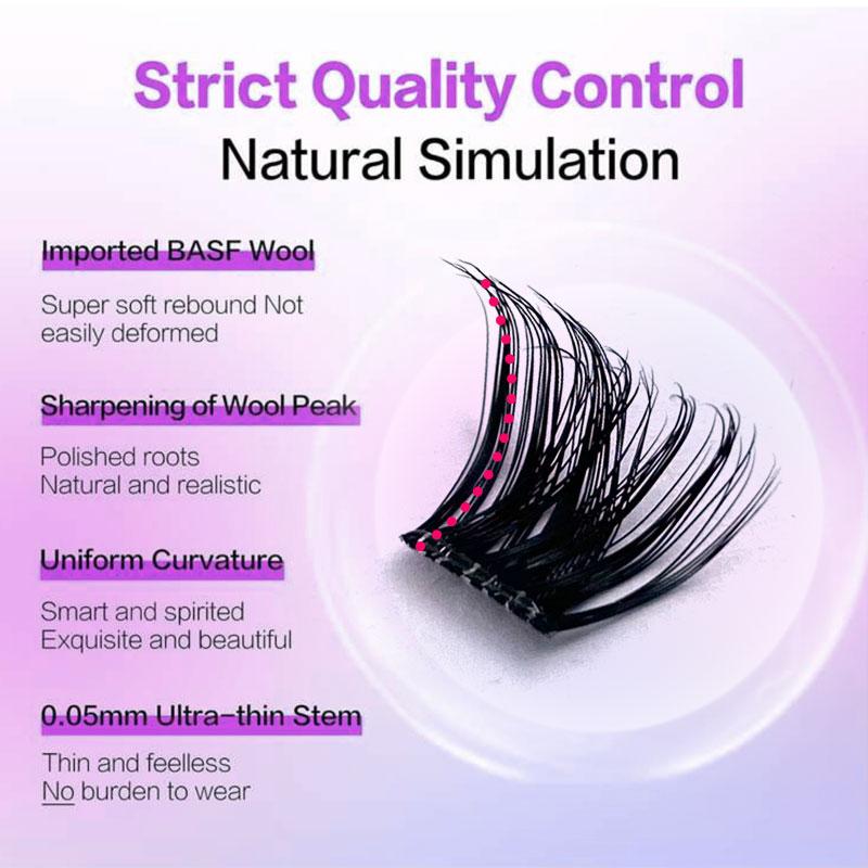 MIKIWI D Curl 110PCS Lash Clusters Wispy Glue Free Eyelash Extensions Fluffy Self Adhesive Individual Lashes 10-16mm Mix Length Natural DIY Cluster Lashes With Soft Thin Band