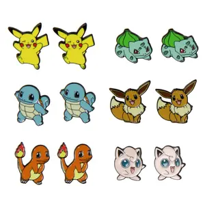 Pokemon Earrings Fashion Jewelry Enamel Character Stud Earrings Set 6 Pack