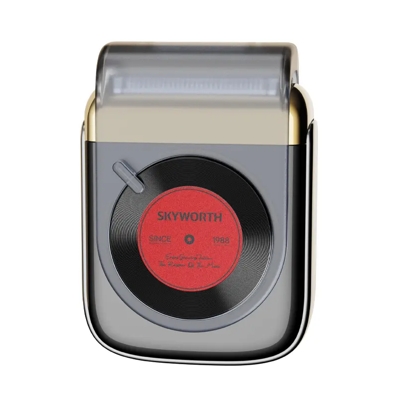 Skyworth Record Shaver Beauty Products - Retro Magnetic Rotary Switch, 3-Track Shaving, 7700 RPM, IPX7 Waterproof, 60-Day Battery Life, CD Player-Inspired Design