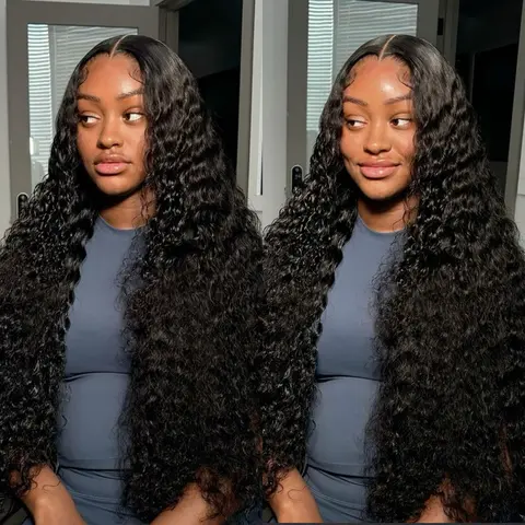 Bling Hair Deep Wave 13x4 13x6 Lace Frontal Wigs 30 32 Inches Brazilian Human Hair HD Transparent Lace Frontal Wig for Women Curly Pre Plucked 180% Natural Hairline SoHoChic Style #tiktokshopstockup #SohoChic