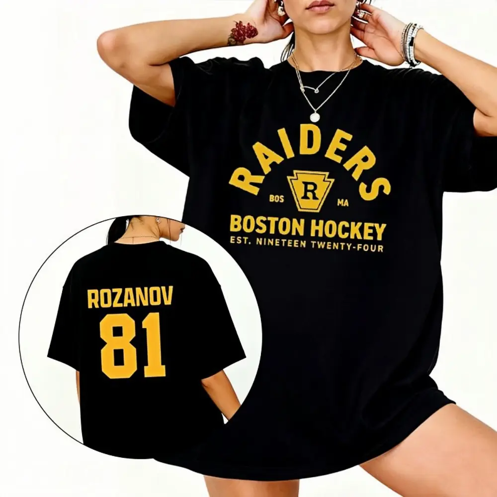Oversized T‑Shirt Women Double‑Sided Raiders Hockey No.81 Number Print Vintage Sports Casual Top