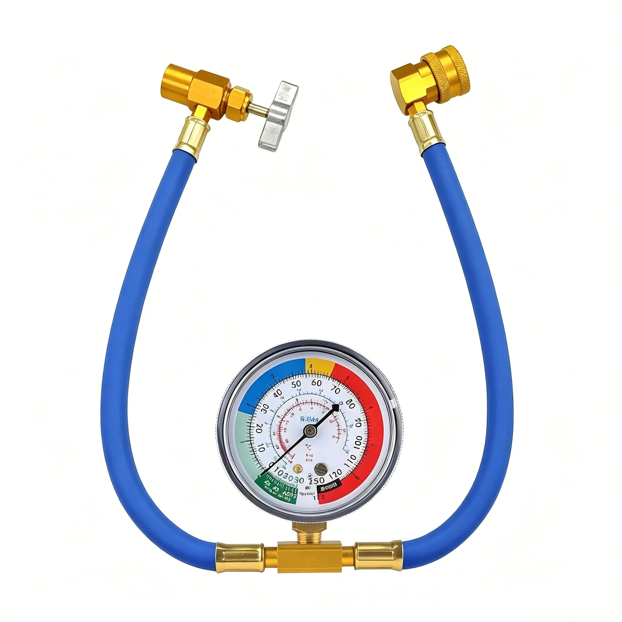 R134A Car AC Refrigerant Charge Hose Kit with Pressure Gauge, 1/2 Dispensing Valve, 1 Pair Easy-Install Universal Fit Accessory for Most Vehicles