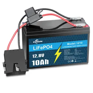 KUNLUN 12V 10Ah Lithium LiFePO4 Deep Cycle Battery, 5000+ Cycles Rechargeable Battery for Electric Kid Ride on Car, Power Wheels, Small UPS, Lighting, Fish Finder, Built-in 10A BMS