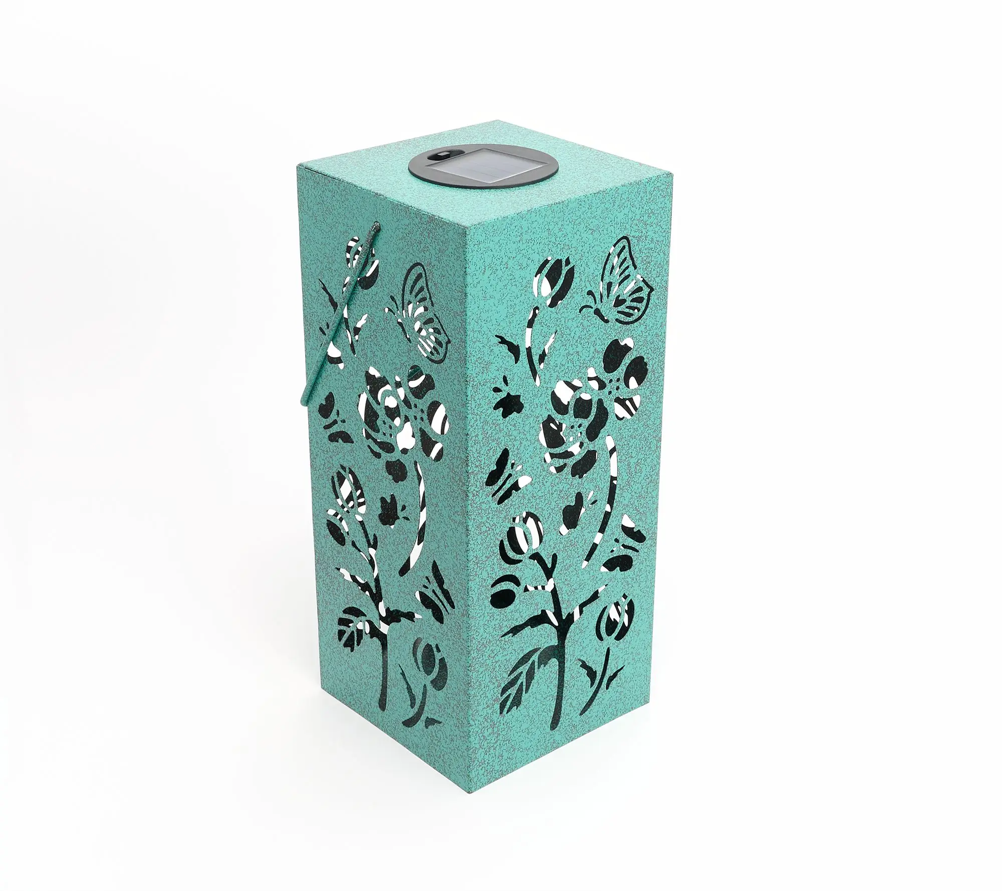 Garden Reflections Single Solar Lantern with Floral Design Garden Reflections Single Solar Lantern with Floral Design