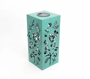 Garden Reflections Single Solar Lantern with Floral Design Garden Reflections Single Solar Lantern with Floral Design