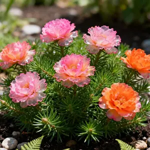 3000 Portulaca Seeds - Double-flowered Moss Rose Annual Perennial Flower Seeds for Planting Outdoors Non GMO Mixed Colors Large Blooms Attract Pollinators Easy to Grow All Seasons