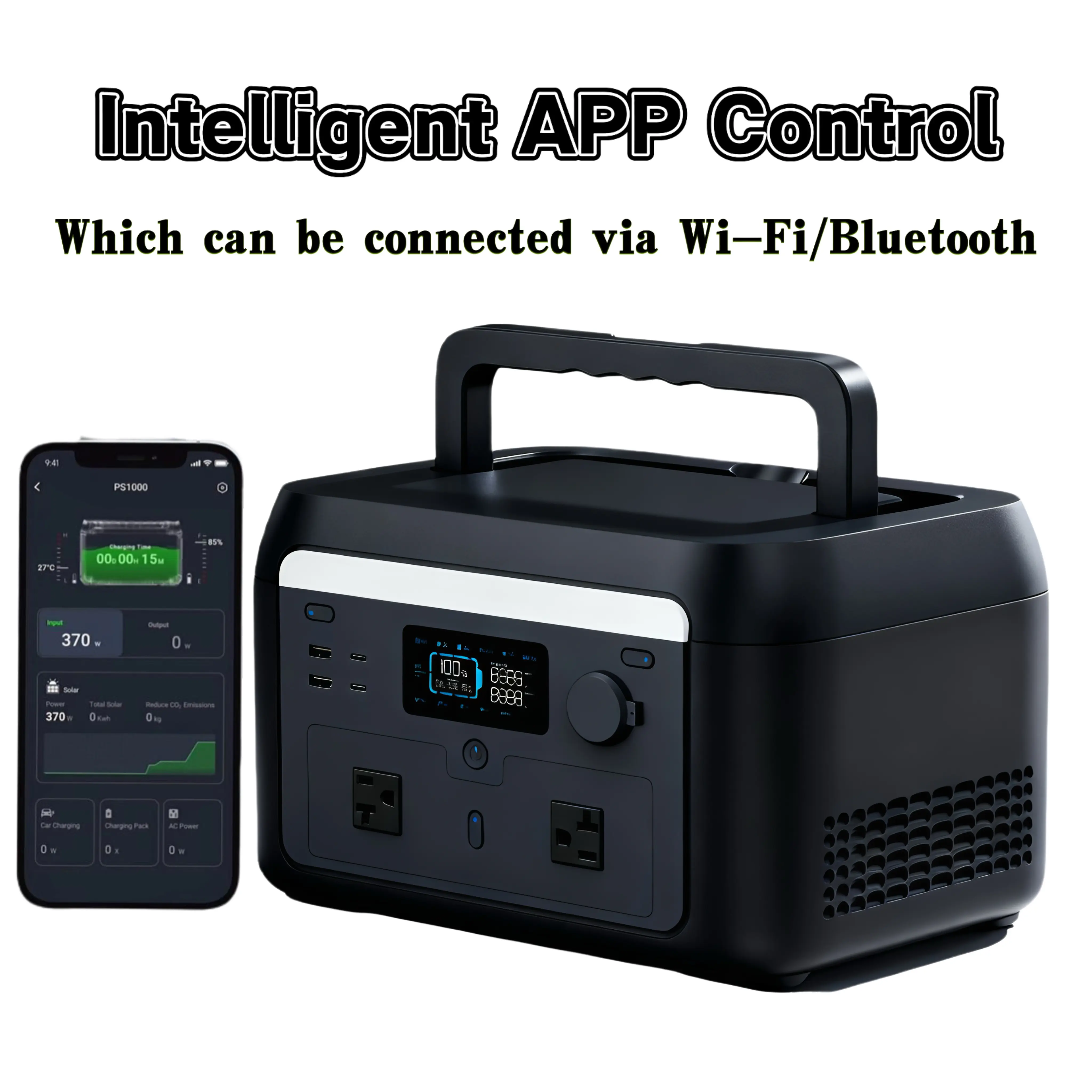 Portable Cordless 1000W Battery-Powered Inverter - 614.4Wh Rechargeable AC Unit, 1.4H Fast Charging, 1500W Constant Pure Sine Wave Output, WiFi/APP Control, Bluetooth, USB-C, for Camping, Outdoor Portable Power Solutions, Manufacturer Warranty, Hunting
