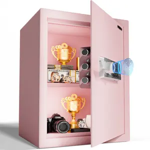 2026 New 1.0, 1.5, 2.0 Cubic Feet Pink Luxury Jewelry Safe Quick Access Fireproof Safe with Fingerprint, Digital Keypad & Alarm 16 Gauge Alloy Steel 0.1S Recognition 4 Methods Adjustable Shelf LED Light Anti-Theft Design