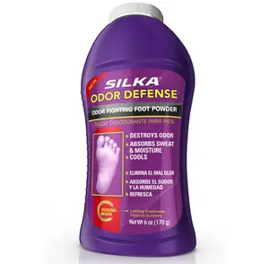 SILKA Odor Fighting Foot Powder & Shoe Deodorizer with Corn Starch Powder, Talc & Cooling Beads for Lasting Freshness, Absorbs Sweat & Excess Moisture, 6 Oz
