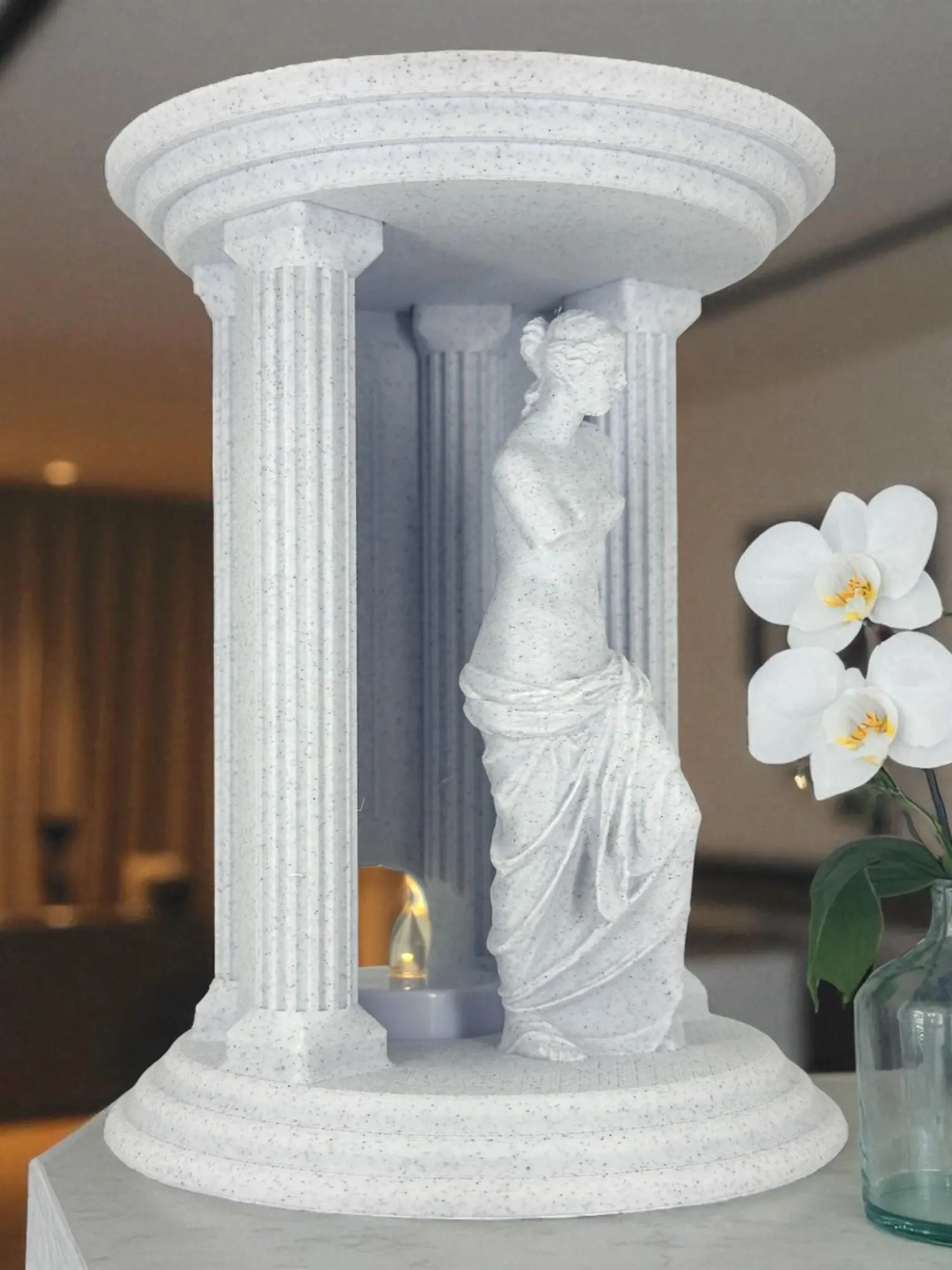 Venus Statue LED Candle Holder – Greek Goddess Decor + LED Candle Included