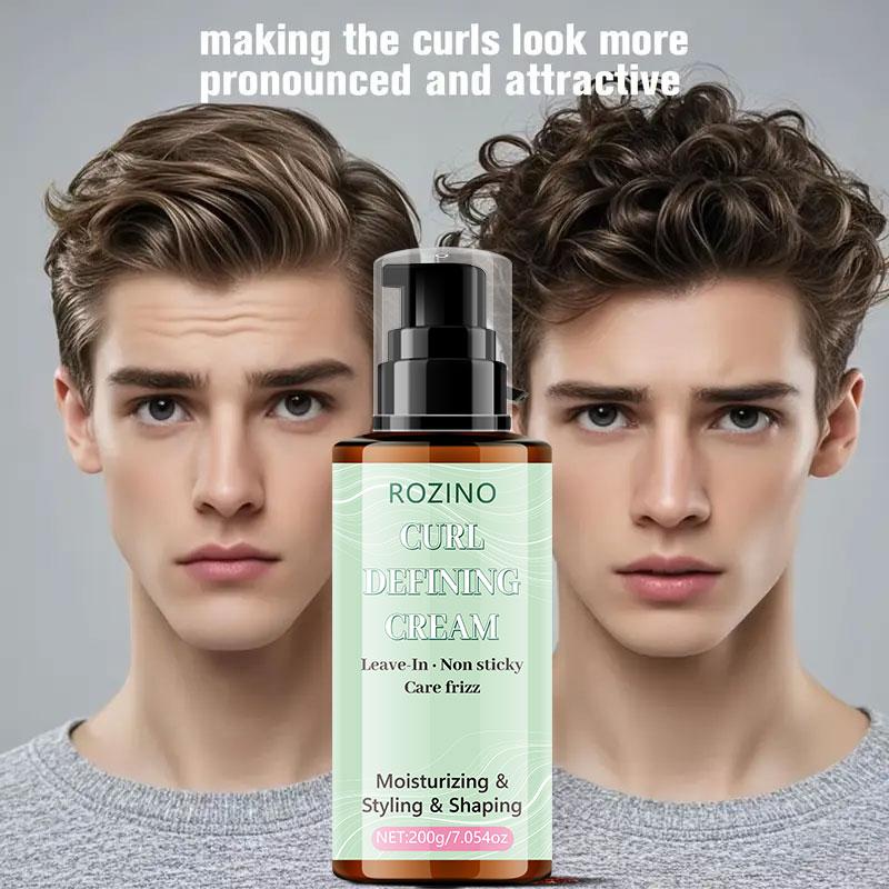 ROZINO Curl Defining Cream - Gentle Non-Washing Formula for Healthy Curls & Frizz Control - 200g Moisturizing Styling Shaping Leave-In Product