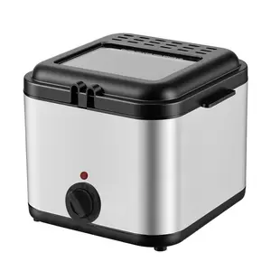 110V 1000W 2 5L Electric Deep Fryer Stainless Steel Basket Adjustable Temperature 80-190℃ for French Fries Onion Rings Fried Chicken Home Kitchen Countertop Bakeware