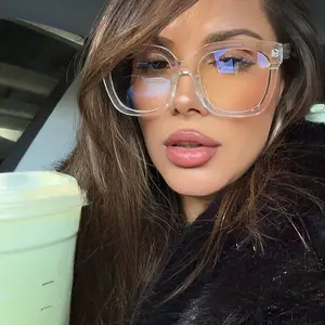 XXL Oversized Cat Eye MISS PRETTY Clear Eyeglasses for Women with Blue Light Blocking Lenses Trendy Fashion Eyewear Full Rim Plastic Frame Miss Gorgeous