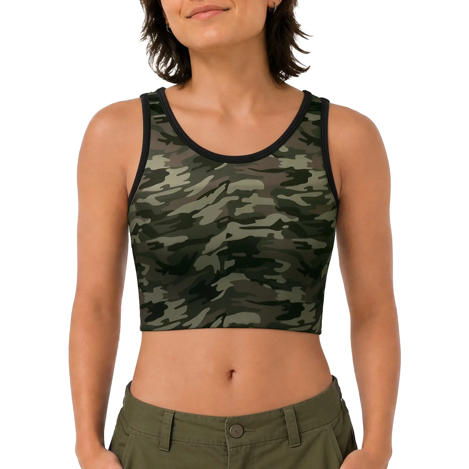 CuteStreet Camo FTM Chest Binder Compression Tank with Elevated Band