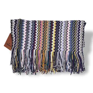 Missoni Zigzag Knit Scarf with Fringe 45×200 cm | Iconic Italian Style