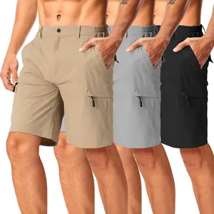 3 PACK GOPUNE Men's Hiking Cargo Shorts 9" Lightweight Water Resistant Quick Dry Work Shorts 6 Pockets for Travel Camping Tactical