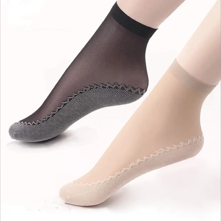 10 Pairs Women's Short Sheer Stockings, Non-Slip Cotton Sole, Ultra-Thin & Run-Resistant, Comfortable Moisture-Wicking Loose Band Massage Stockings Slouch Socks Soft Comfy Socks