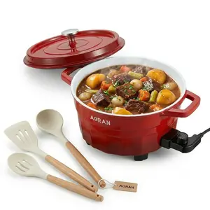 AORAN 6-Quart Nonstick Electric Enamel Pot, Featuring Rapid Heat Transfer and High-Temperature Resistance, Perfect for Frying, Stewing and Boiling, summerwins