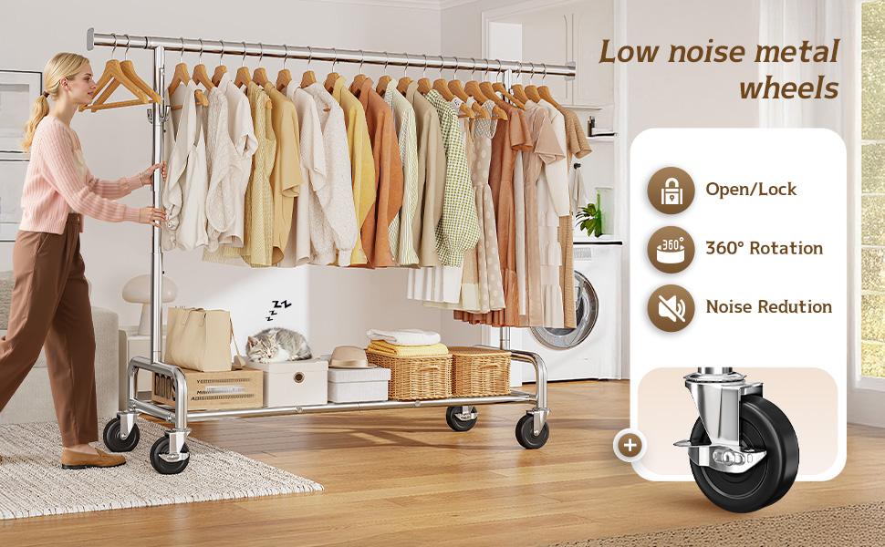 BePatio Clothing Rack for Drying, Extendable & Height Adjustable Coat Clothing Rack with 4 Hooks for Bedroom,Laundry,Outdoor,Clothing Store, Clothes Racks for Closet Holds Up to 220LBS,Portable Rolling Garment Rack with Lockable Wheels BePatio Clothing Rack for Drying, Extendable & Height Adjustable Coat Clothing Rack with 4 Hooks for Bedroom,Laundry,Outdoor,Clothing Store, Clothes Racks for Closet Holds Up to 220LBS,Portable Rolling Garment Rack with Lockable Wheels