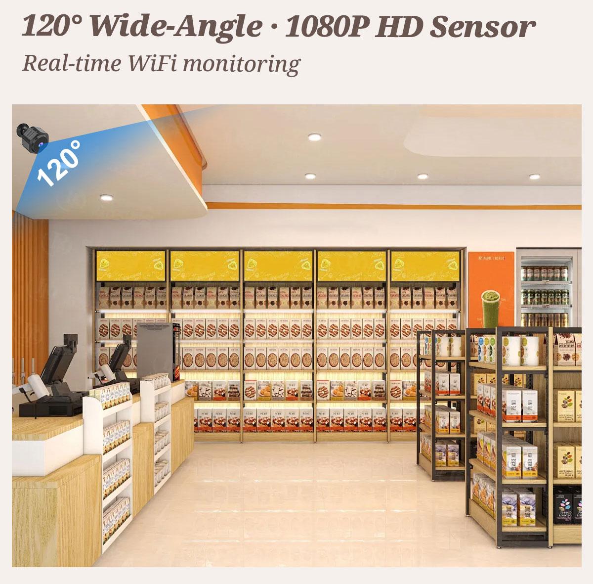 Flycloud F0 Mini WiFi Home Camera 1080P Full HD, Plug-in & Rechargeable, Night Vision, APP Alerts, Motion Detection for Home, Baby & Pet Monitor