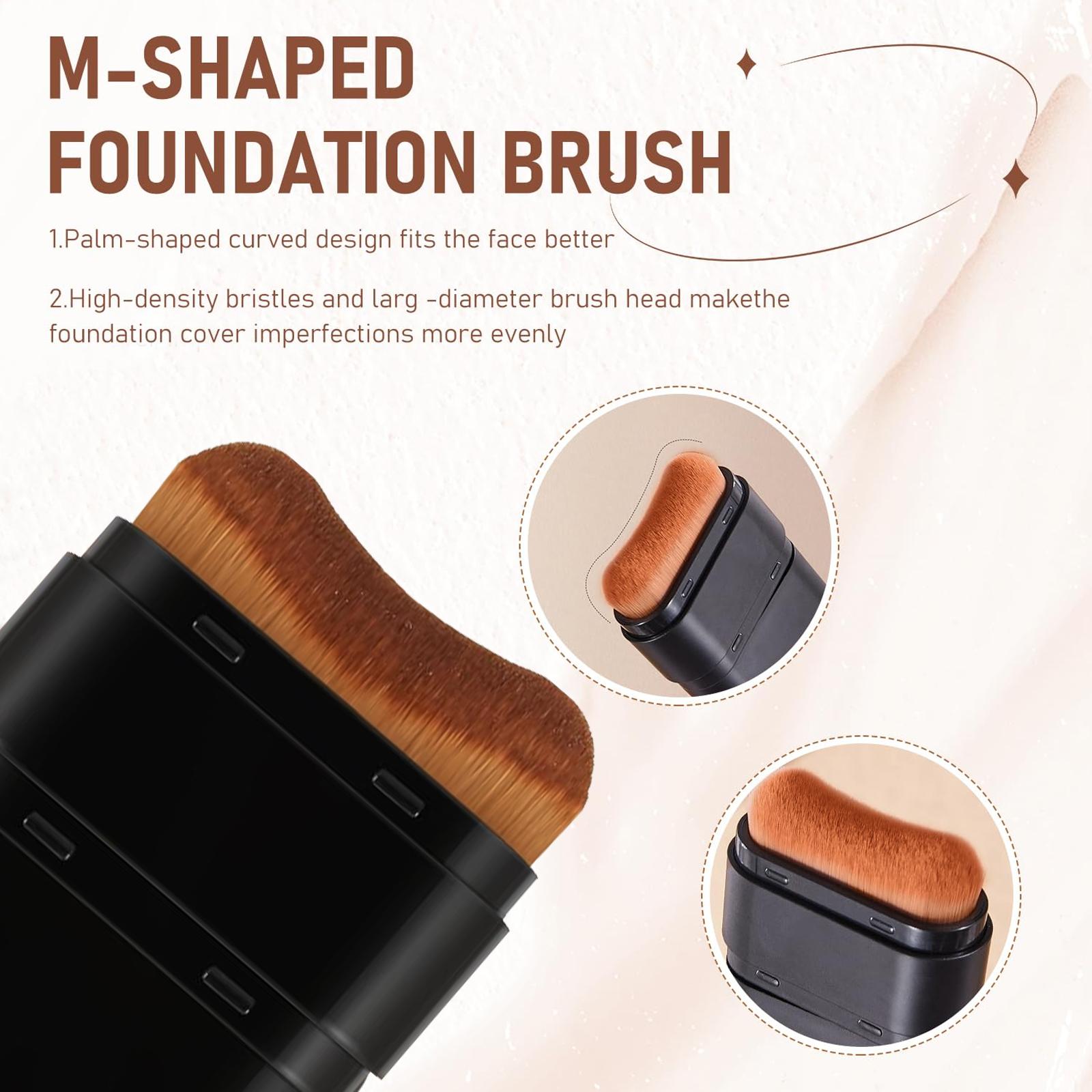 Zaidoc 7-color Dual -Ended Concealer Foundation Stick, 2-in-1 Long-Lasting Foundation and Concealer with Brush, Creamy Full Coverage for Dark Circles & Blemishes, Hydrating Olive & Camellia, 2.09 Oz