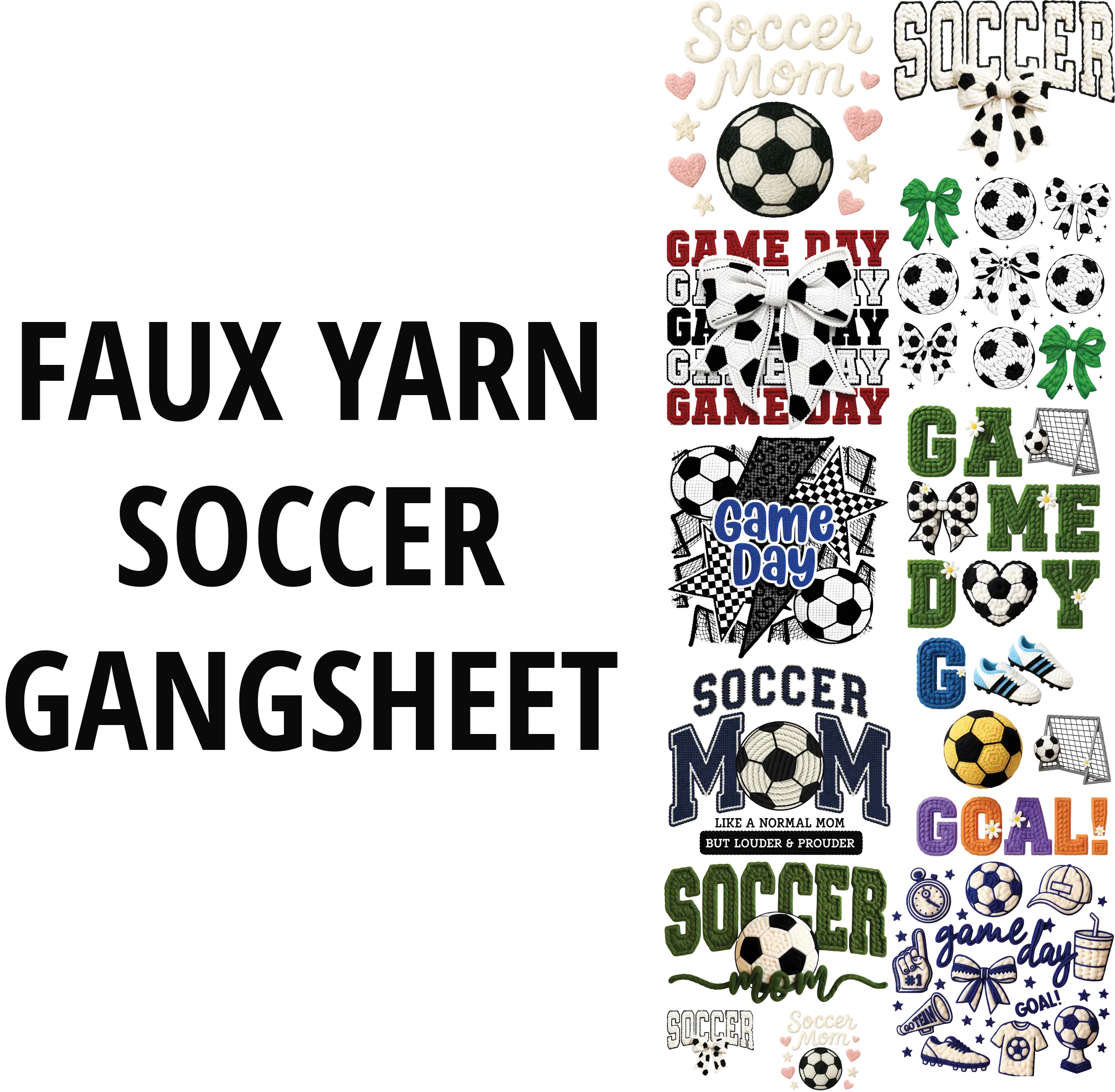 FAUX YARN SOCCER DTF GAGNSHEET FOR SHIRTMAKING