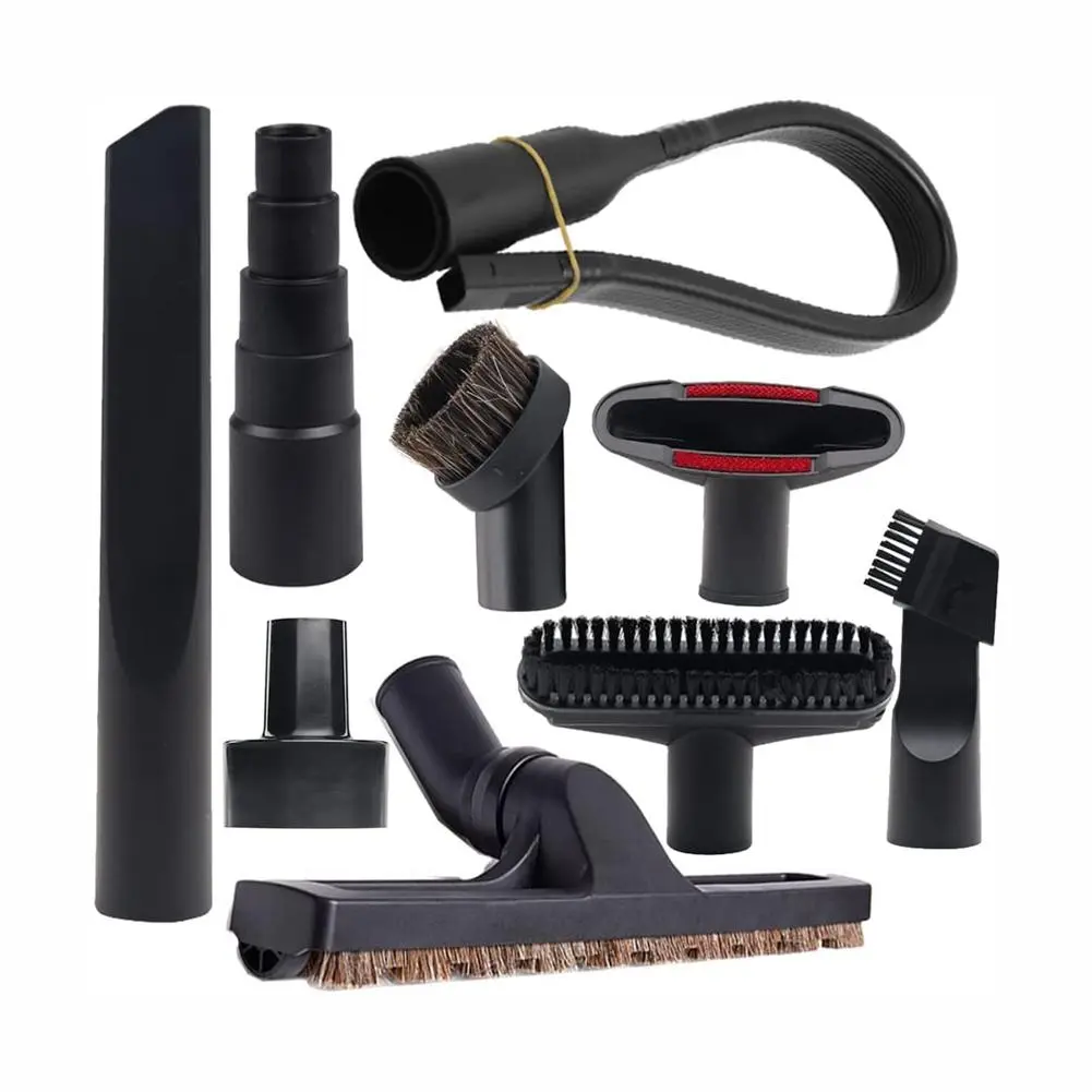9-Pcs Universal Fit Multi-Size Shop Vac Vacuum Tools Kit with 2.5 in-1.25 in Hose Adapter, Floor Brush, Plastic Parts for Home Cleaning Supplies