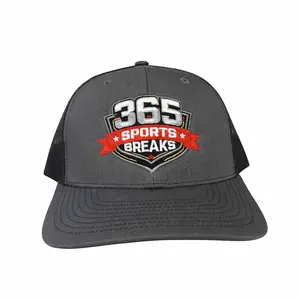 365 Sports Breaks Snap Back Hat - Black Trucker Cap with Bold Logo Design for Everyday Wear