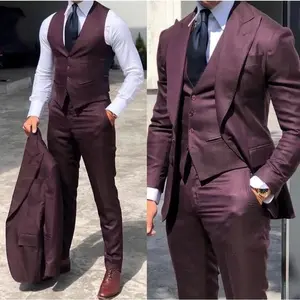 Men's Three-Piece Suit Business Gentleman Slim Fit Suit Conference Host Elegant Suit Formal Wear Menswear Workwear Plain Wetsuit