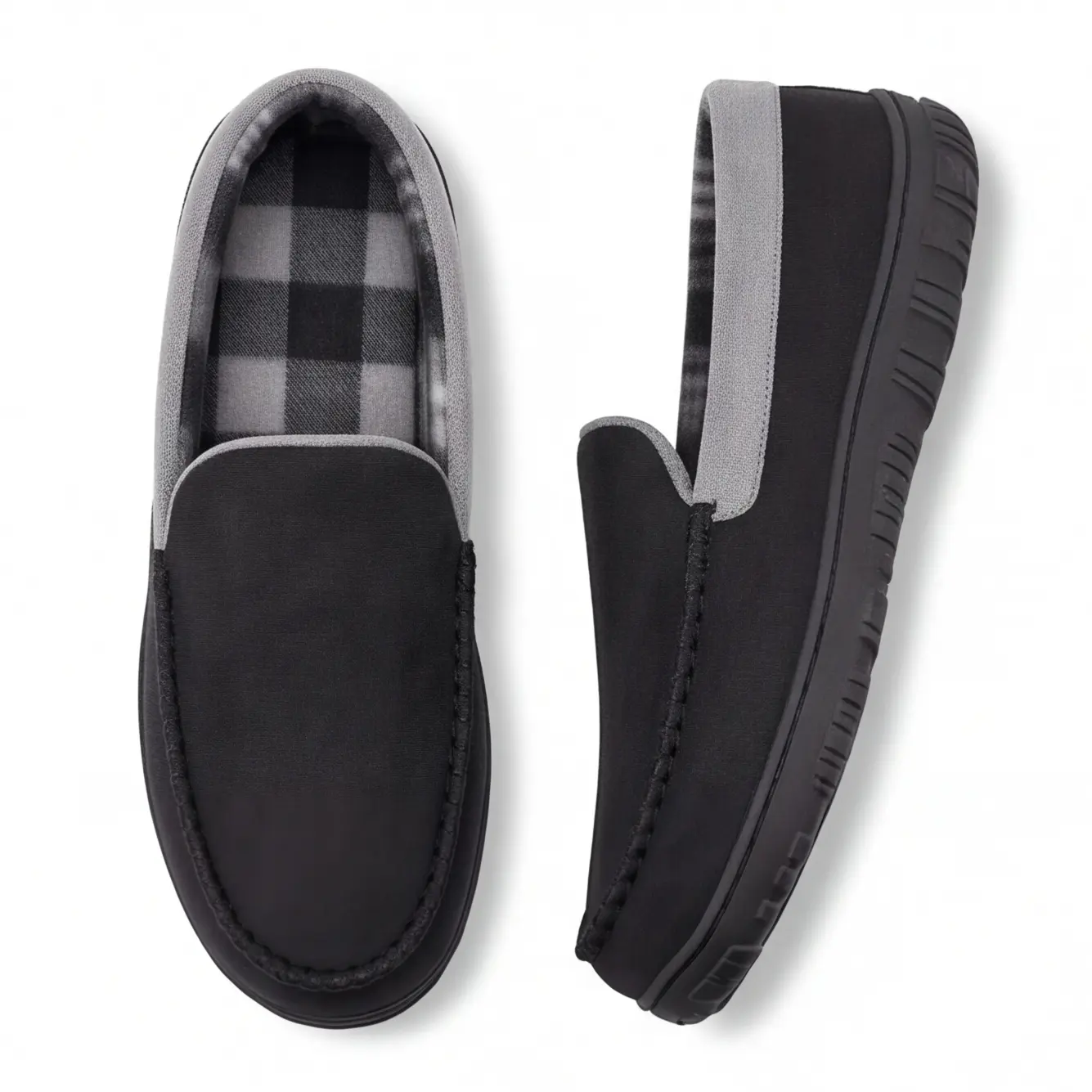 Men's Memory Foam Moccasin Slippers, Classic Microsuede Comfortable Indoor House Slip-On Shoes
