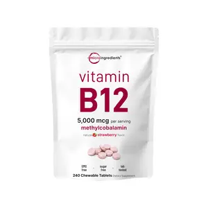 Micro Ingredients Vitamin B12 5000mcg | Methyl B12 Active Form – 240 Chewable Tablets Healthcare Dietary