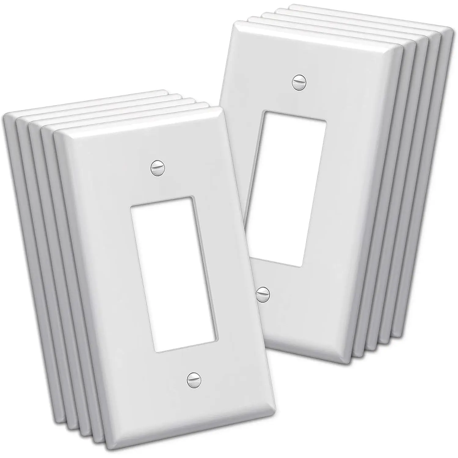 10 Pack 1-Gang Oversize Decor Wall Plate,  Unbreakable Polycarbonate Decorator Receptacle Outlet Cover and   Plate, White, ETL listed