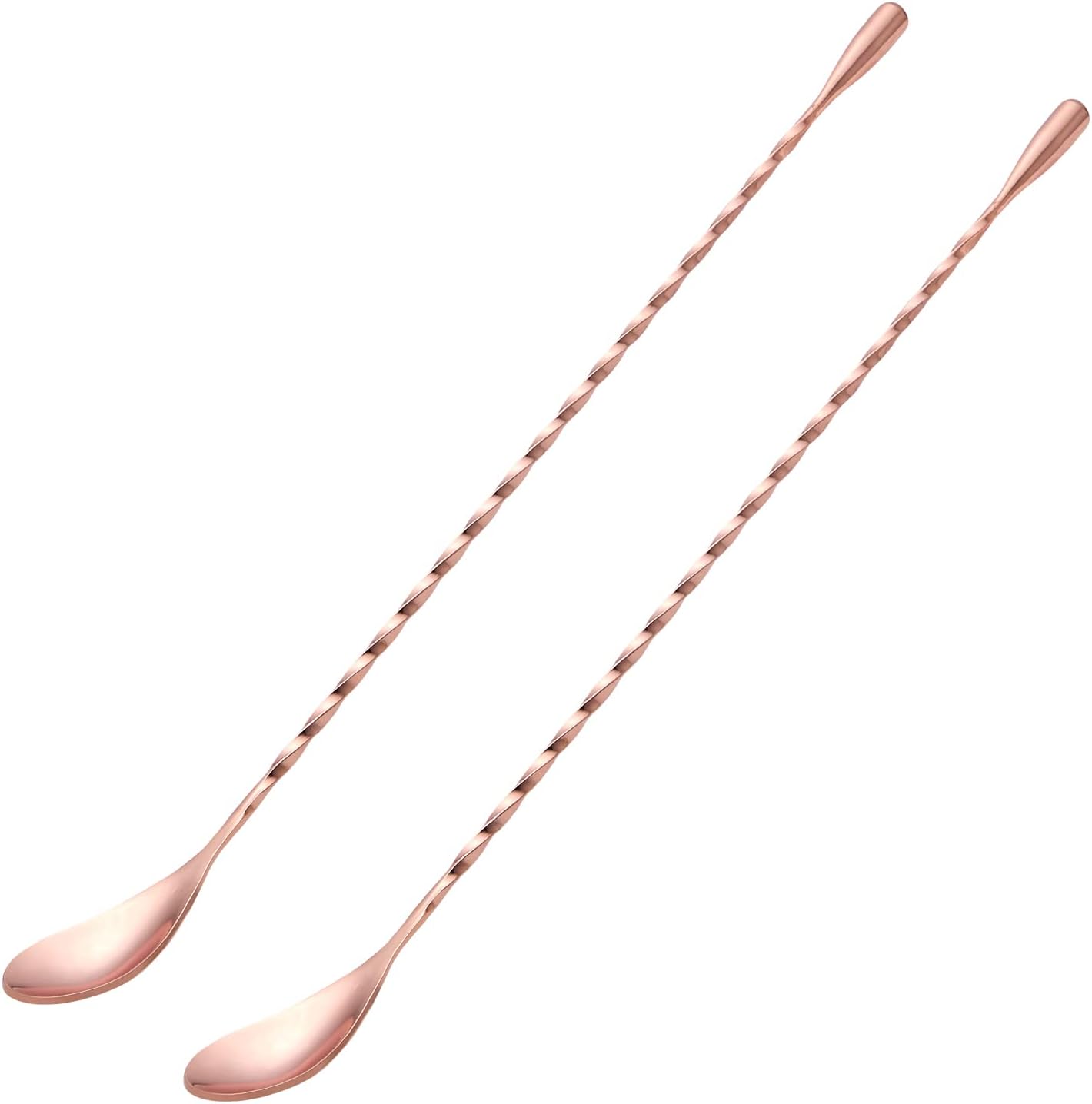 2 Pcs 12 Inches Bar Spoon, Long Handle Mixing Stirrers for Drink, Stainless Steel Bar Cocktail Shaker Spoon, Rose Gold 2 Pcs 12 Inches Bar Spoon, Long Handle Mixing Stirrers for Drink, Stainless Steel Bar Cocktail Shaker Spoon, Rose Gold