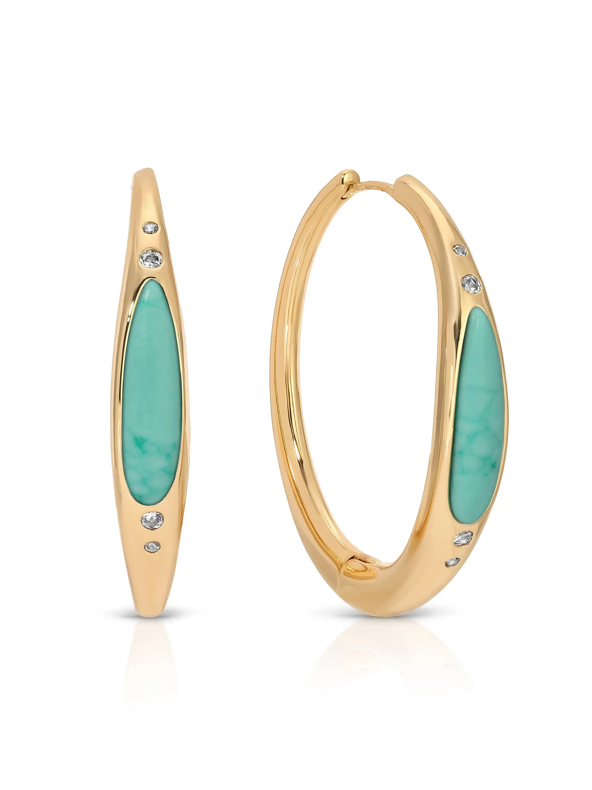 Ettika Turquoise Solstice Hoop Earrings 18K Gold Plated Turquoise Jewelry for Women