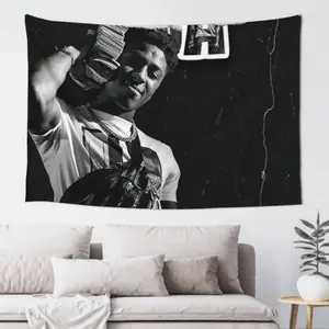 Youngboy Unbreakable photo tapestry, black and white portrait and dollar design, suitable for living room, bedroom, office and live streaming background decoration, modern tapestry, elegant decoration, boy room decoration