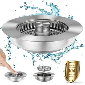 Stainless Steel Kitchen Sink Drain Filter, Universal Pop Up Core Drain with Efficient Filter System, Durable Kitchen Sink Drain Filter