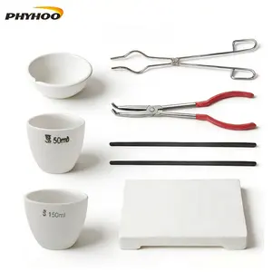 Professional 8 Piece Jewelry Casting Kit With Ceramic Crucible Stainless Steel Crucible Tongs Graphite Rod Welding Board 90 Degree Needle Nose PliersFor Metal Melting And Repair