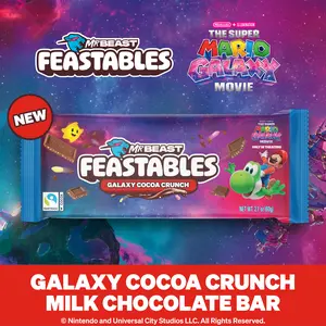 Feastables Galaxy Cocoa Crunch Chocolate Bar, 10 Count, Limited Edition for The Super Mario Galaxy Movie, Fairtrade Certified, Kosher, Perfect for Gifting or Snacking