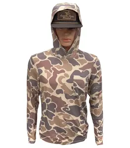 American Flyway Waterfowl Mens Classic Camouflage Rayon Long-Sleeve Hooded T-Shirt, Menswear Top