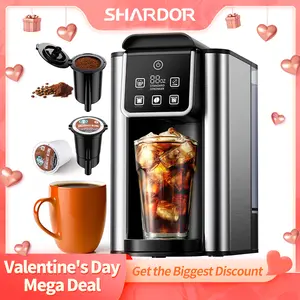 Hot & Iced Coffee Maker, Single Serve Coffee Maker for K Cup and Grounds, 6-14 Oz Brew Sizes, 50 Oz Removable Water Tank, One Cup Coffee Machine