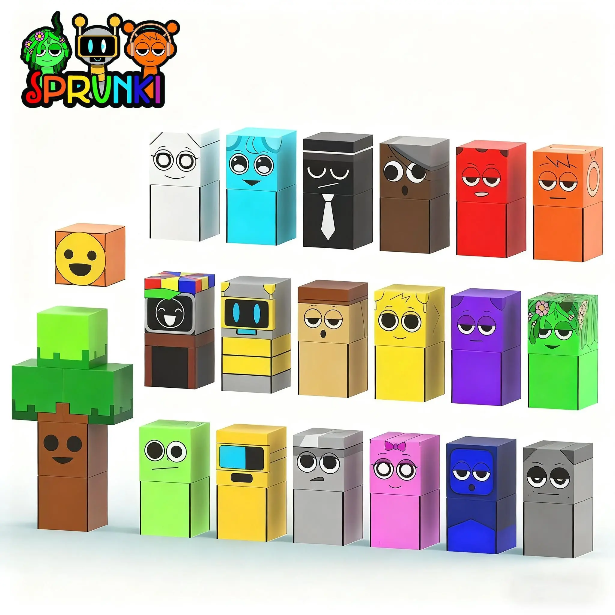 Rhythm Box Sprunki Magnetic Blocks Full Set, Magnet Building Toy Doll Set, Educational Construction Toys for Kids