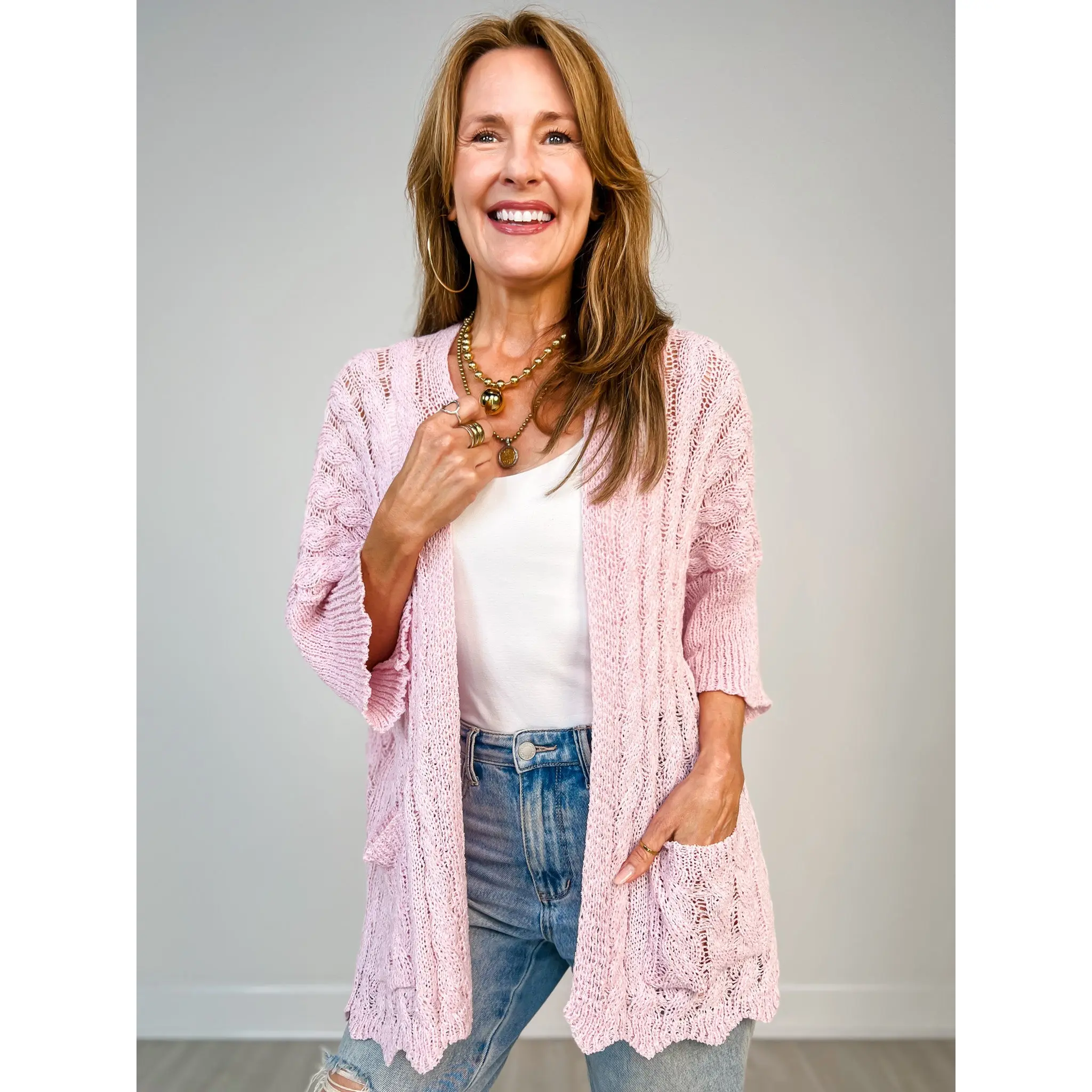 Short Sleeve Lightweight Crochet Cardigan