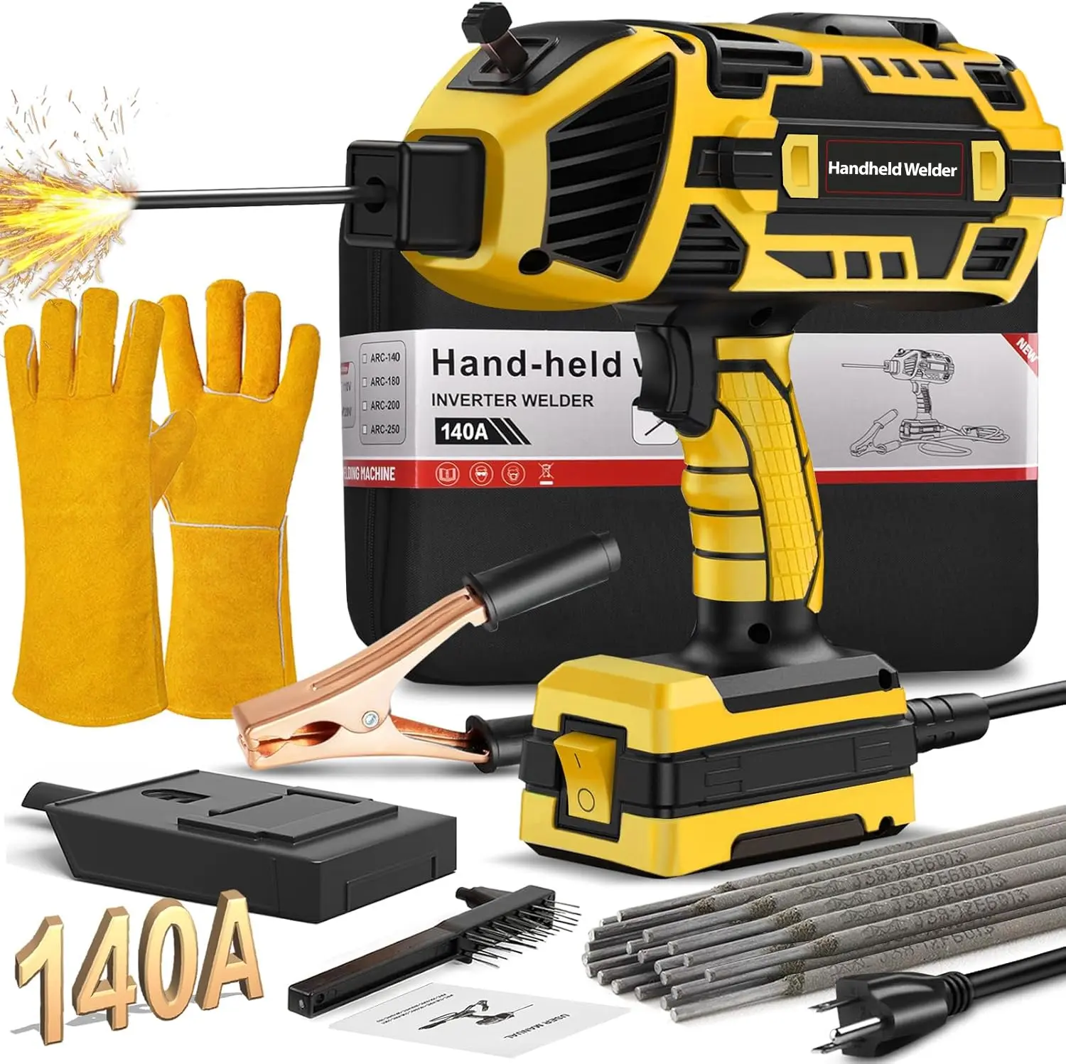 110V Welding Machine Handheld, 110V Portable Stick Welder 20pcs Rods, IGBT HandHeld Welder Machine with Hot Start Arc Force Anti-stick ARC Welder Gun, 6 Variable Current Adjustment