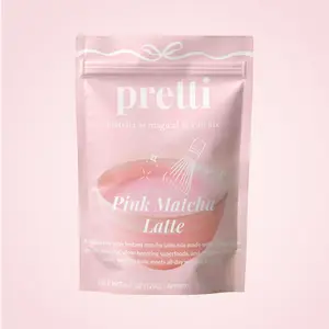 Pretti Pink Matcha Latte – Creamy Vanilla Latte Mix with Ceremonial Matcha & Beetroot | Naturally Pink, Low Calorie, Vegan, 50mg Caffeine, 20 Servings