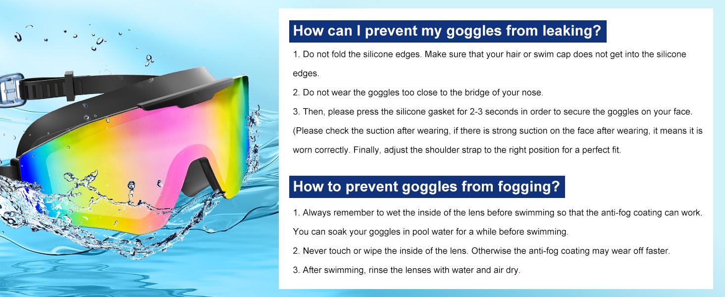 Viyawise Swim Goggles for Adults & Kids - Anti-Fog Full-Coverage, 3-Color UV Lens, Waterproof Earplugs & Nose Clip, Fit Outdoorfun